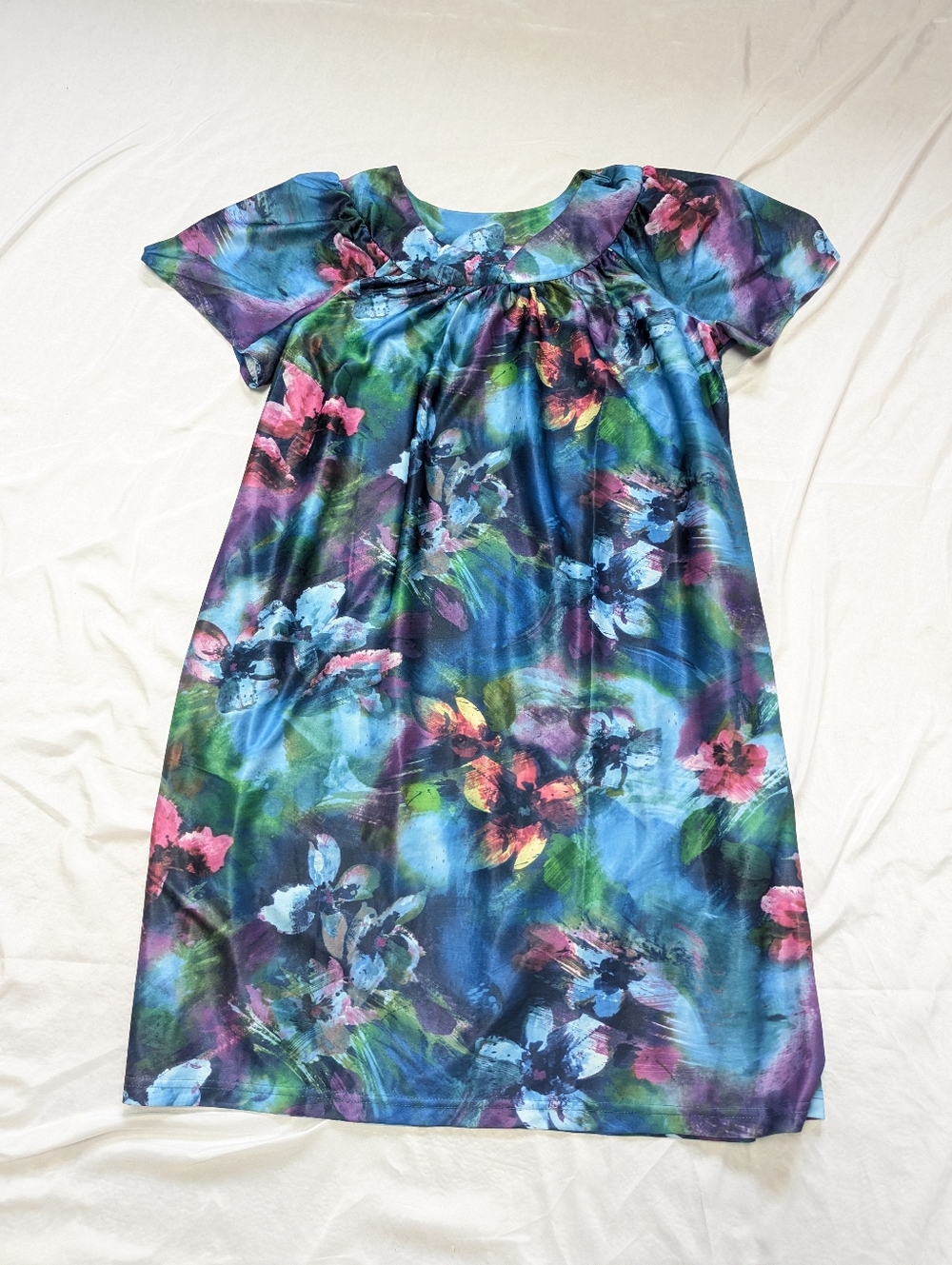 Anthony Richards‎ Watercolor Floral Nightgown House Dress Muumuu Grannycore